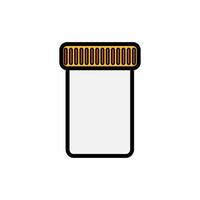 um pequeno frasco de farmácia médica com tampa para coletar testes ou armazenar comprimidos, cápsulas, pílulas, um ícone simples em um fundo branco. ilustração vetorial vetor