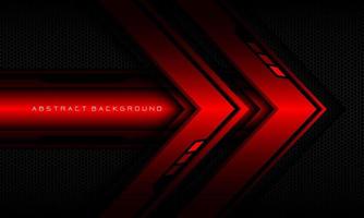 bandeira de linha geométrica cibernética preta de seta vermelha abstrata no design de padrão de malha hexagonal preto vetor de fundo de tecnologia futurista de luxo ultramoderno