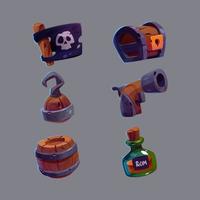ícone do jogo pirata, conjunto de vetores de desenho animado fofo