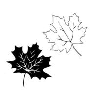 contorno de ícones de folhas de outono. folhas de outono isoladas no fundo branco. vetor