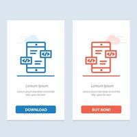 setas de desenvolvimento de aplicativos div mobile azul e vermelho baixe e compre agora modelo de cartão de widget da web vetor