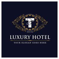 design de hotel de luxo com logotipo e vetor de tipografia