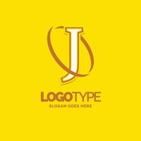 j modelo de logotipo. lugar de modelo de marca de círculo de fundo amarelo para slogan. design de logotipo criativo vetor