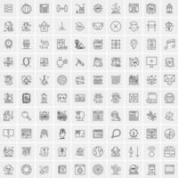 pacote de 100 ícones de linha universal para mobile e web vetor