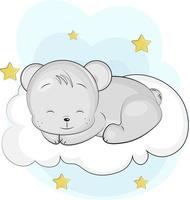 bebê urso dormindo na nuvem vetor