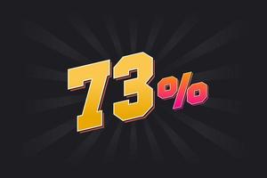 73 banner de desconto com fundo escuro e texto amarelo. 73 por cento de design promocional de vendas. vetor