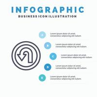 seta para trás ícone de linha de caminho de navegação com fundo de infográficos de apresentação de 5 etapas vetor