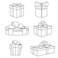 conjunto de presentes de feriado diferentes em estilo de linha. ilustração vetorial. vetor