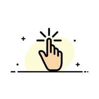 clique em gestos de gesto com o dedo toque com a mão modelo de banner de vetor de ícone cheio de linha plana de negócios