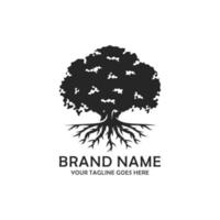 vetor de design de logotipo de árvore de carvalho
