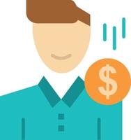 taxa de custo pagamento de dinheiro masculino salário usuário ícone de cor plana vetor modelo de banner