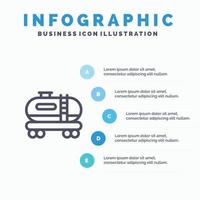 ícone da linha de poluição do tanque de óleo com fundo de infográficos de apresentação de 5 etapas vetor