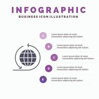 rede de negócios de negócios global infográficos de ícone sólido global fundo de apresentação de 5 etapas vetor