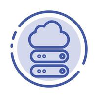 ícone de linha pontilhada azul de armazenamento de dados em nuvem grande vetor