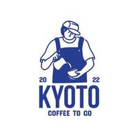 cafeteria de mascote de arte de linha minimalista retrô com logotipo de estilo japonês vetor
