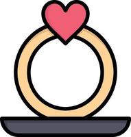 modelo de banner de ícone de vetor de ícone de cor plana de proposta de coração de anel