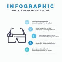 ícone de linha inteligente de vidro do dispositivo de óculos com fundo de infográficos de apresentação de 5 etapas vetor