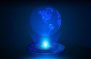 projetor holográfico azul de mapa do mundo moderno vetor