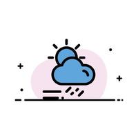 modelo de banner de vetor de ícone cheio de linha plana de negócios de clima de estação chuvosa de dia de nuvem