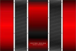painéis verticais vermelhos metálicos sobre textura de fibra de carbono vetor