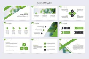 elementos de apresentação de slides criativos em verde, branco e preto vetor