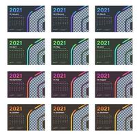 calendário de mesa moderno de várias cores 2021