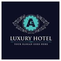 design de hotel de luxo com logotipo e vetor de tipografia