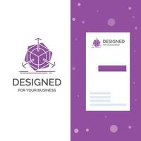 logotipo de negócios para 3d. mudança. correção. modificação. objeto. modelo de cartão de .visiting de negócios roxo vertical. ilustração vetorial de fundo criativo vetor