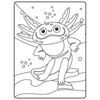 páginas do livro de colorir axolotl para crianças vetor