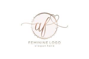 logotipo de caligrafia af inicial com logotipo de vetor de modelo de círculo de casamento inicial, moda, floral e botânico com modelo criativo.