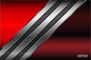 Painéis metálicos vermelhos e prateados com listras de fibra de carbono vetor