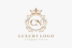 modelo de logotipo de luxo real carta cn inicial em arte vetorial para restaurante, realeza, boutique, café, hotel, heráldica, joias, moda e outras ilustrações vetoriais. vetor