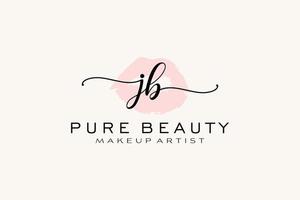 design de logotipo pré-fabricado de lábios de aquarela jb inicial, logotipo para marca de negócios de maquiador, design de logotipo de boutique de beleza blush, logotipo de caligrafia com modelo criativo. vetor