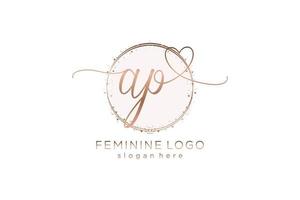 logotipo de caligrafia ap inicial com logotipo de vetor de modelo de círculo de casamento inicial, moda, floral e botânico com modelo criativo.