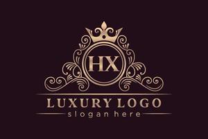 hx letra inicial ouro caligráfico feminino floral mão desenhada monograma heráldico antigo estilo vintage luxo design de logotipo vetor premium