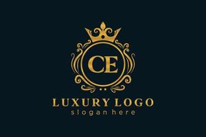 modelo de logotipo de luxo real carta ce inicial em arte vetorial para restaurante, realeza, boutique, café, hotel, heráldica, joias, moda e outras ilustrações vetoriais. vetor