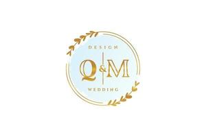 monograma de beleza inicial qm e logotipo de caligrafia de design de logotipo elegante de assinatura inicial, casamento, moda, floral e botânico com modelo criativo. vetor