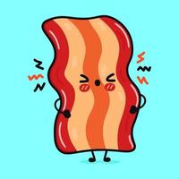 personagem de bacon com raiva bonito. vetor mão desenhada ícone de ilustração de personagem kawaii dos desenhos animados. isolado em fundo azul. conceito de personagem de bacon triste