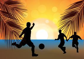 Futebol de praia Soccer Sunset Silhouette vetor