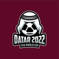 Catar 2022 com um símbolo de bola usando um logotipo de chapéu. copa do mundo da fifa catar 2022, campeonato mundial 2022 no catar. vetor