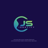 vetor de modelo de logotipo de linha circular de letra inicial js com mistura de cores gradiente