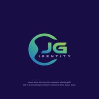 vetor de modelo de logotipo de linha circular de letra inicial jg com mistura de cores gradientes