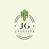 jg letra inicial vetor de logotipo de cacto verde