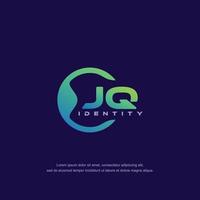 vetor de modelo de logotipo de linha circular de letra inicial jq com mistura de cores gradientes