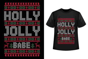 holly jolly babe - modelo de design de camiseta de natal vetor