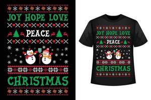 alegria esperança amor paz natal - modelo de design de camiseta de natal vetor