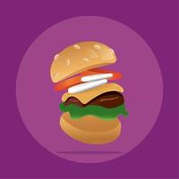 ilustração vetorial de menu de fast food de ícone de hambúrguer isolado vetor