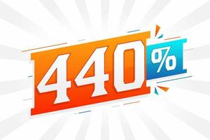 Promoção de banner de marketing de 440 descontos. 440 por cento de design promocional de vendas. vetor