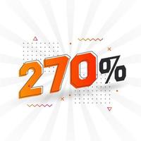 Promoção de banner de marketing de 270 descontos. 270 por cento de design promocional de vendas. vetor