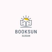 logotipo de ícone de vetor de design de linha de livro de sol